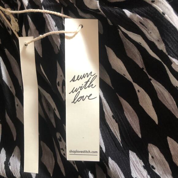 LoveStitch NWT Vici Women’s Kaleidoscope Adjustable Midi Dress Small Black Taupe - Picture 12 of 16